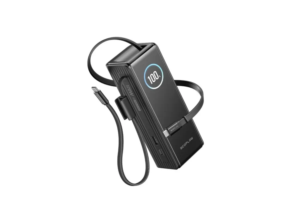 Ihned K Objednání EcoFlow RAPID Power Banka (25000mAh,170W) 2x100W vestavěný USB-C kabel - černá