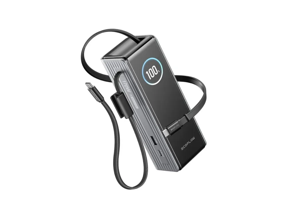 Akční Cena EcoFlow RAPID Power Banka (25000mAh,170W) 2x100W vestavěný USB-C kabel - stříbrná