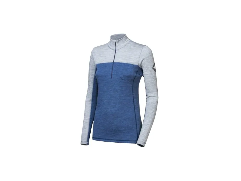 Pouze Dnes SENSOR MERINO BOLD dámské triko dl.rukáv zip cool blue/cool gray