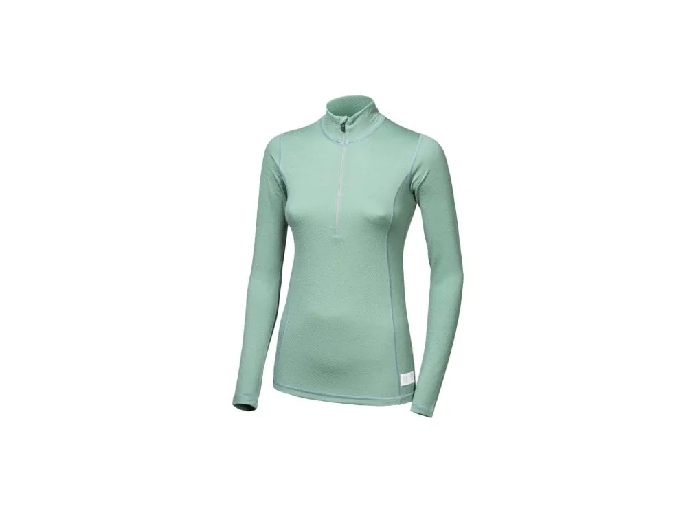 SENSOR MERINO DF dámské triko dl.rukáv zip basil green Sleva