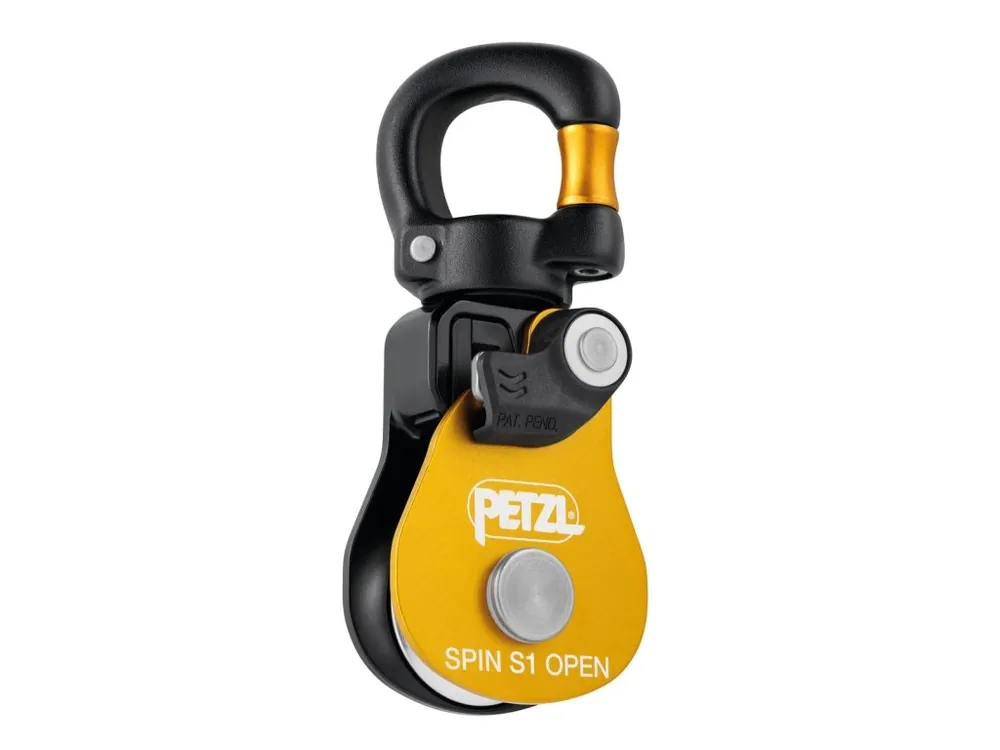 Levný Petzl SPIN S1 OPEN jednostranná kladka s otočným závěsem (swivelem)