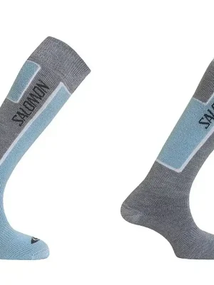 Aktuální ponožky Salomon Elios 2 pack new light grey/purple - S/3,5-5