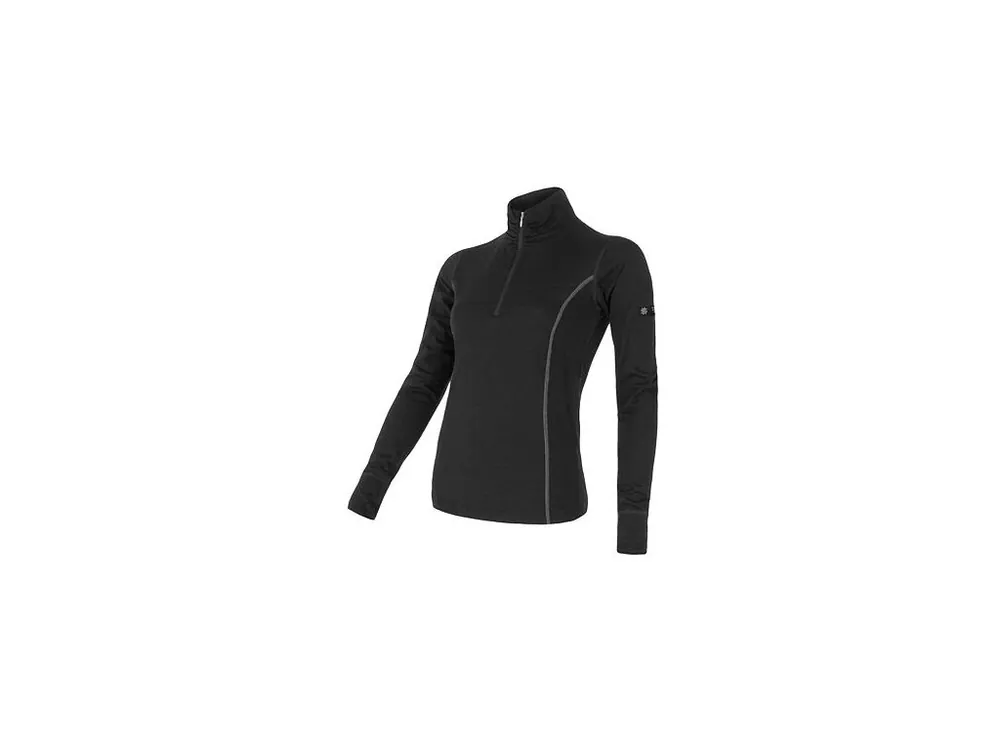SENSOR MERINO ACTIVE dámské triko dl.rukáv stoják zip černá Nejprodávanější