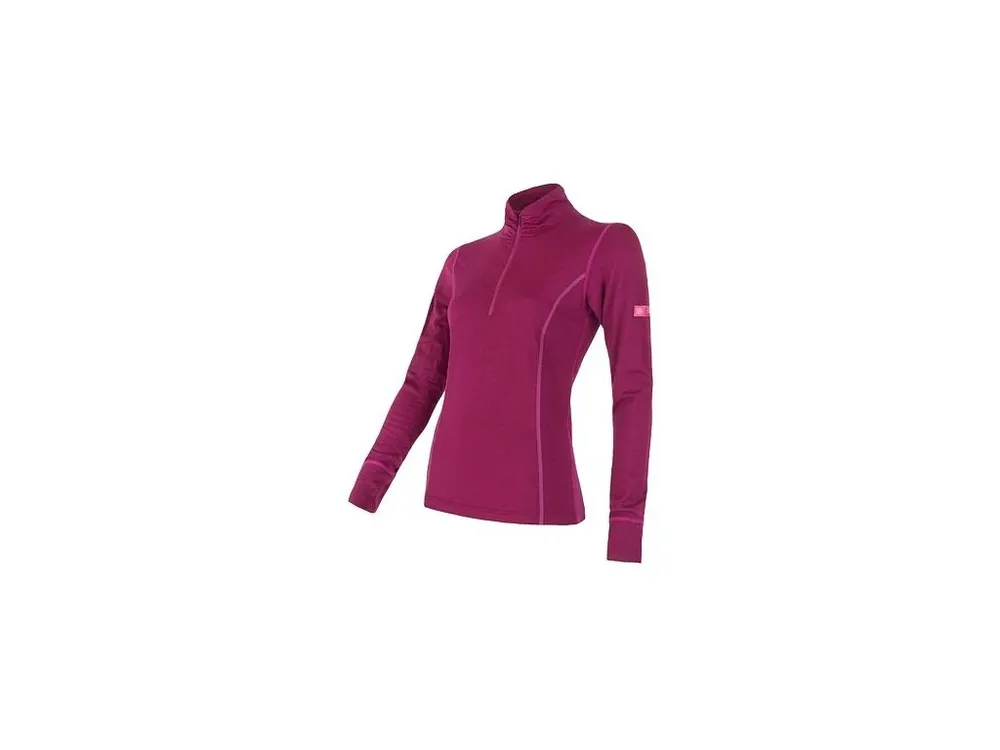 SENSOR MERINO ACTIVE dámské triko dl.rukáv stoják zip lilla Expresní Doručení