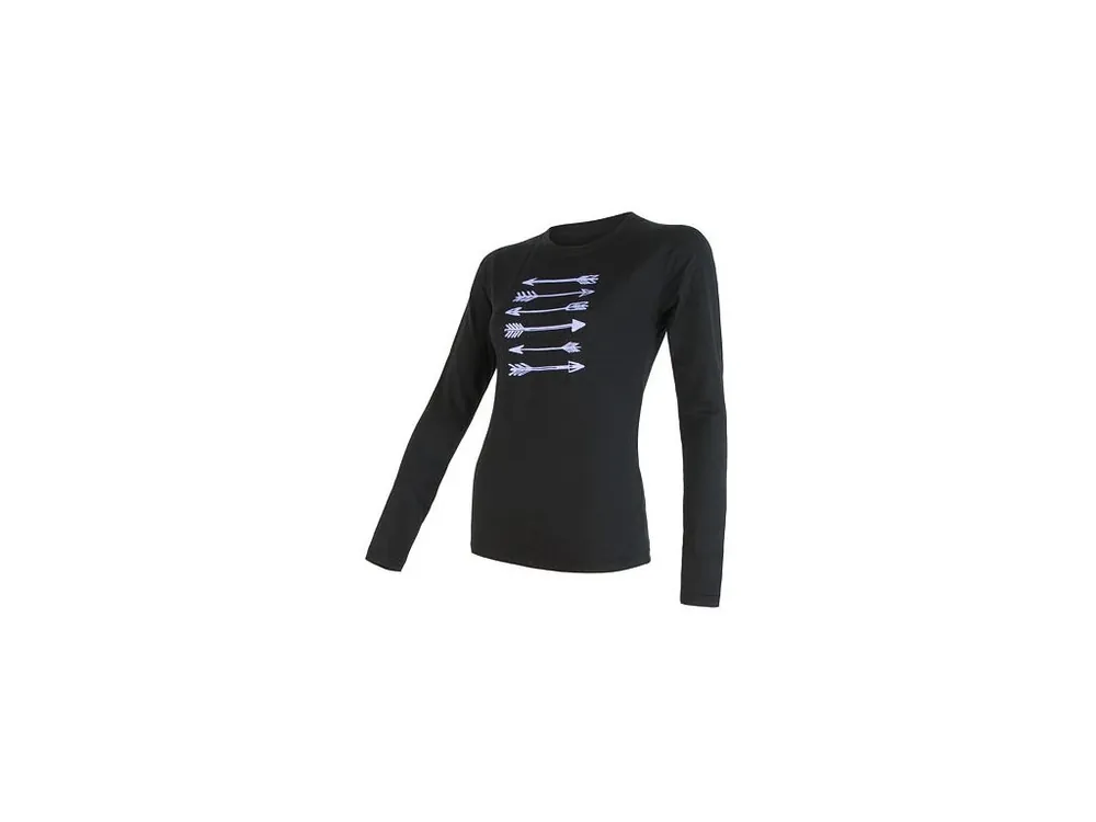 SENSOR MERINO ACTIVE ARROWS dámské triko dl.rukáv černá Expresní Doručení