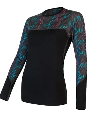 Sensor tričko dr Merino Impress, černá/stripes Super Cena