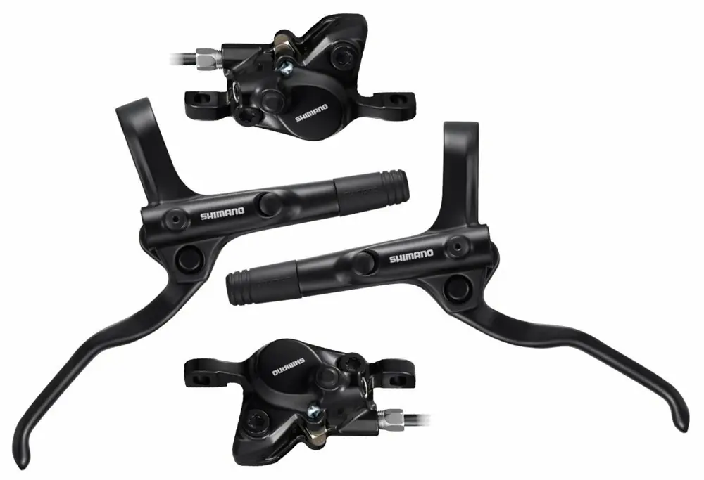 Shimano brzda kotoučová MT200 černá, přední + zadní komplet bez kotoučů/černé hadice Expresní Doručení