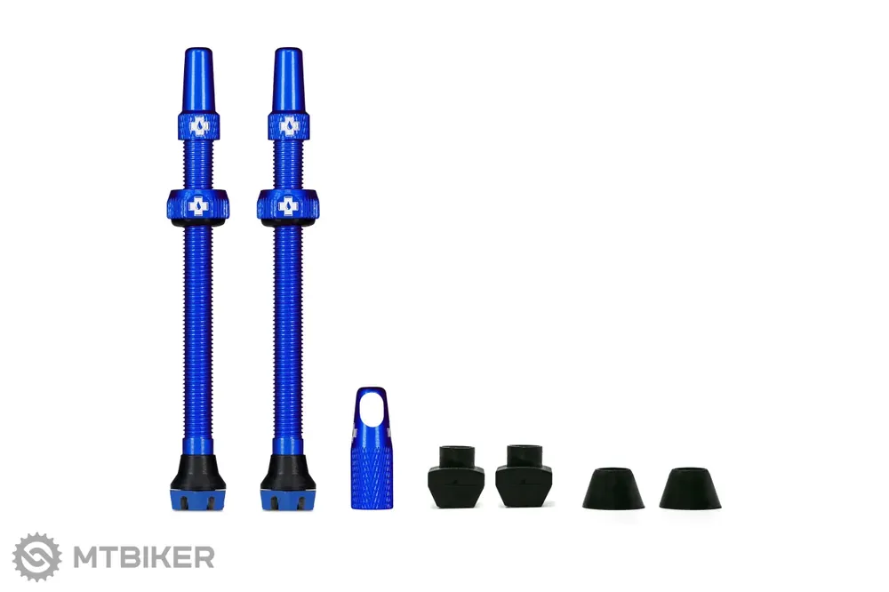 Originální Muc-Off Tubeless V2 bezdušové ventilky, 80 mm, modrá