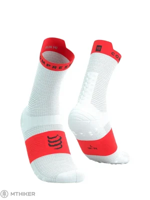 COMPRESSPORT Pro Racing V4.0 Run High ponožky, bílá/fluo červená Cenově Výhodný