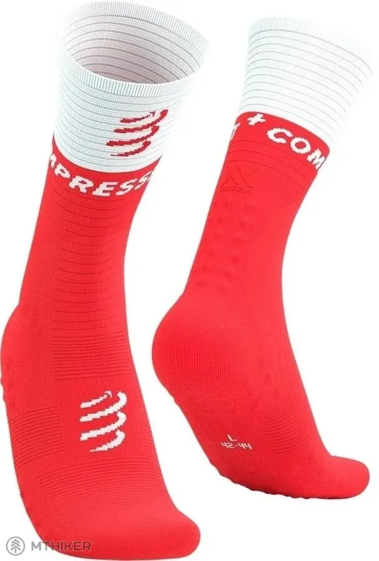 COMPRESSPORT Mid Compression V2.0 ponožky, fluo red/white Hit Sezóny