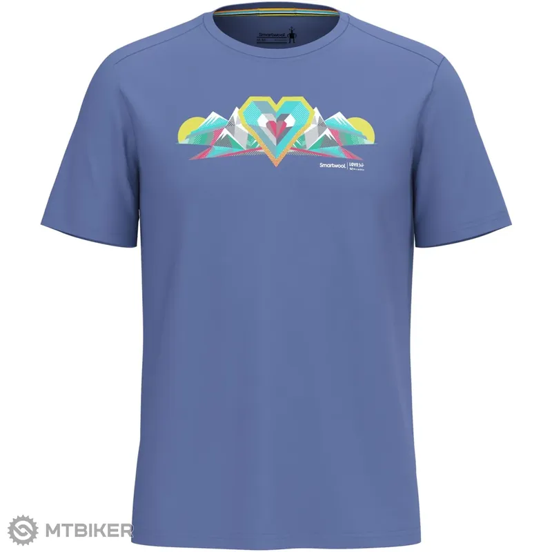 Smartwool GEO PEAKS ACTIVE SHORT SLEEVE GRAPHIC tričko, nightfall blue Finální Výprodej