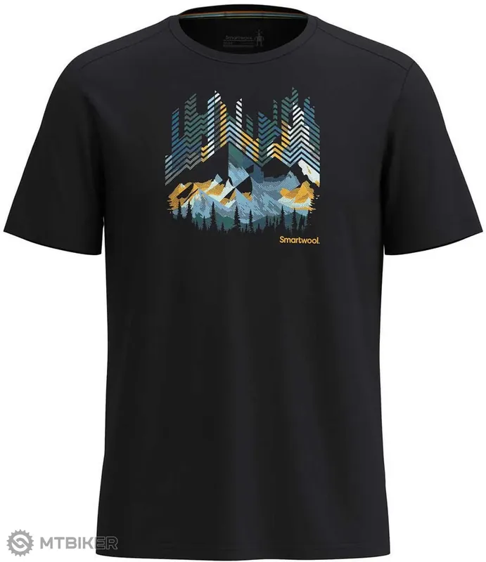 Smartwool VITAL PEAKS ACTIVE SHORT SLEEVE GRAPHIC tričko, černá Poslední Šance