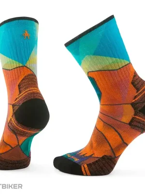 Časově Omezené Smartwool HIKE TARGETED CUSHION MOUNTAIN PRISM PRINT CREW dámské ponožky, orange rust