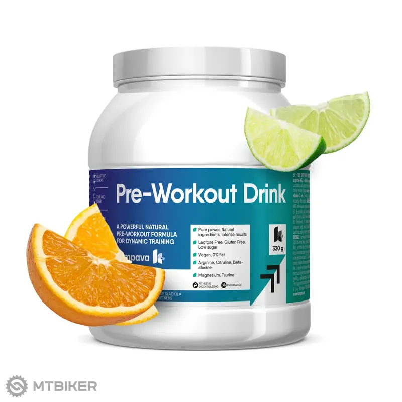 Kompava Pre-Workout Drink doplněk stravy, 320 g, pomeranč/limetka Přímo Od Výrobce