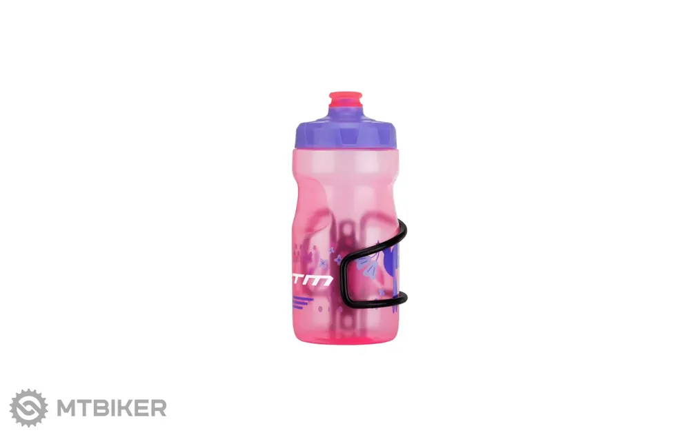 Značkový CTM Kaito dětská láhev s košíkem, 0.4 l, růžová