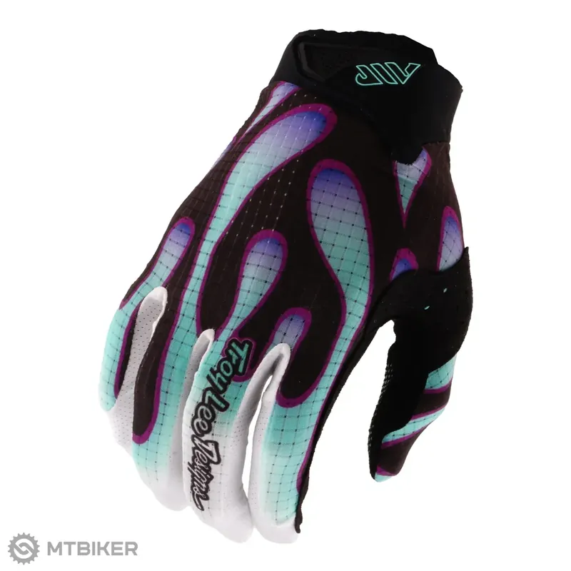 Troy Lee Designs Youth Air Overspray dětské rukavice, black/real teal Finální Výprodej