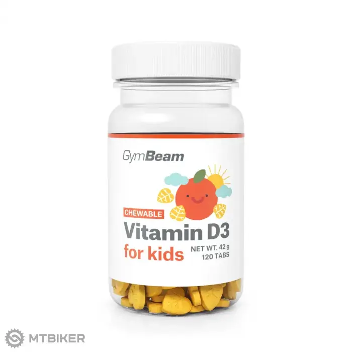 GymBeam Vitamin D3 tablety na cucání pro děti, 120 tablet Originální