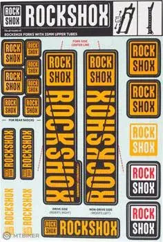 Dokud Zásoby Vydrží Rock Shox Decal Kit Neon Orange pro Pike/Lyrik/Yari/Domain/Revel. (2018+)