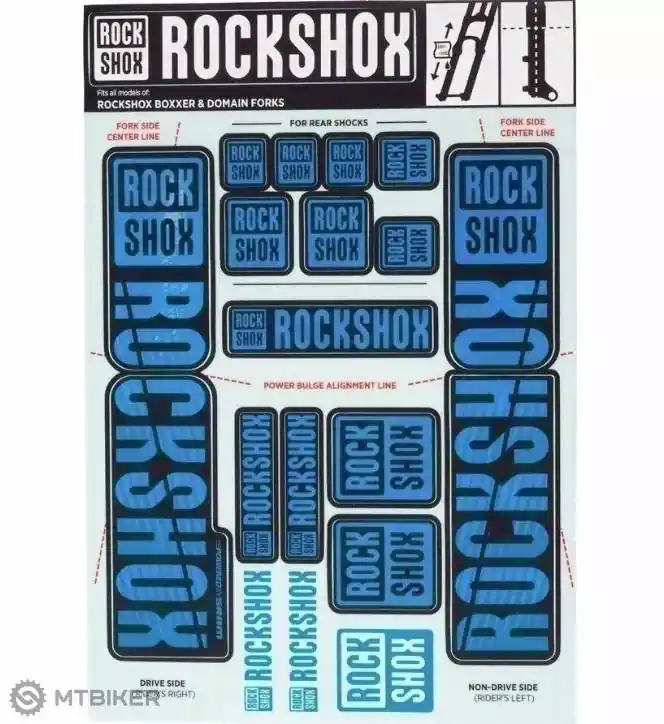 Rock Shox Decal Kit Water Blue pro BoXXer/Domain Dual Crown Nejprodávanější