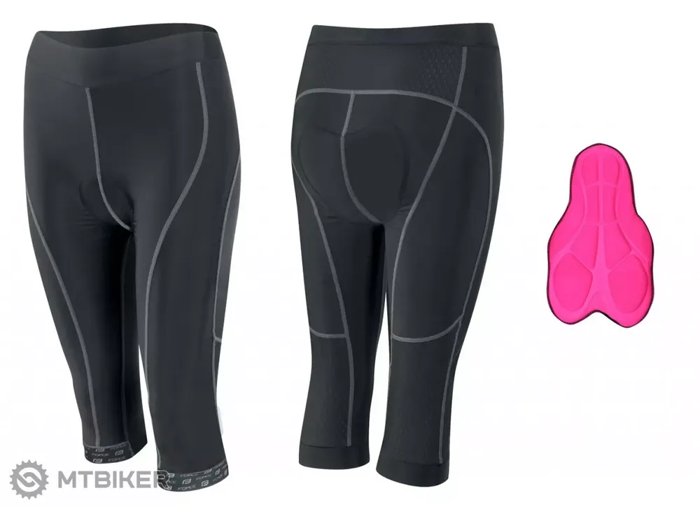 Ověřený FORCE Lady Bike dámské 3/4 kalhoty s vložkou, černé