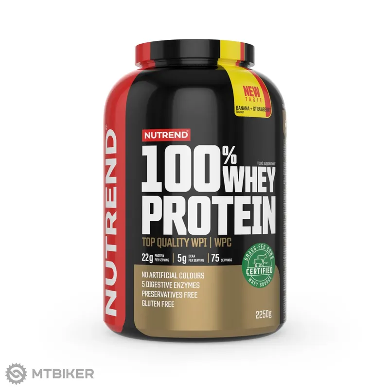 Zlevněný NUTREND 100% WHEY PROTEIN, banán + jahoda