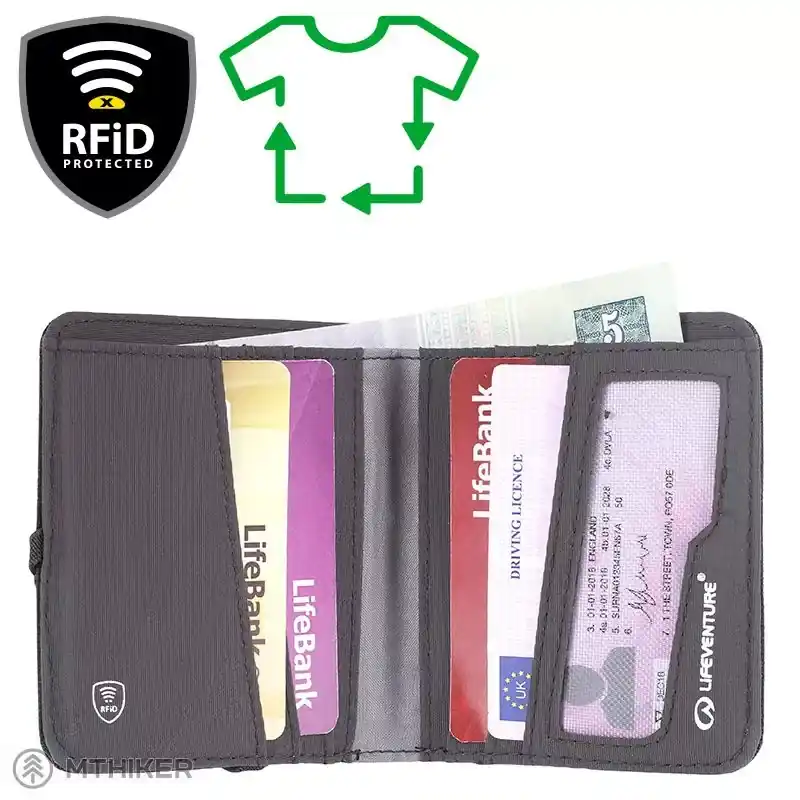 Lifeventure RFiD Compact Wallet Recycled peněženka, grey Vrácení Zdarma