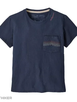 Must-Have Patagonia Ridge Rise Stripe Pocket Responsibili dámské triko, New Navy