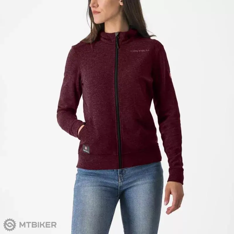 Castelli MILANO 2 FULL ZIP W FLEECE dámská mikina, tmavě bordó Novinka