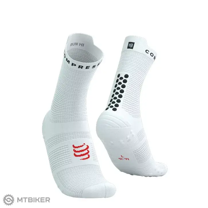 Finální Výprodej COMPRESSPORT Pro Racing V4.0 Run High ponožky, bílá/černá