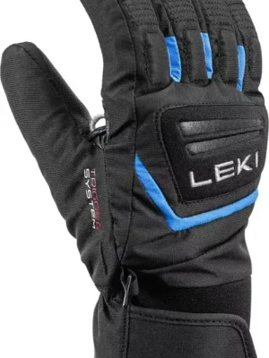 LEKI Griffin 3D Junior dětské rukavice, black-cyan Dokud Zásoby Vydrží