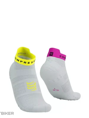 Speciální Cena COMPRESSPORT Pro Racing V4.0 Run Low ponožky, bílá/safe žlutá/neon růžová
