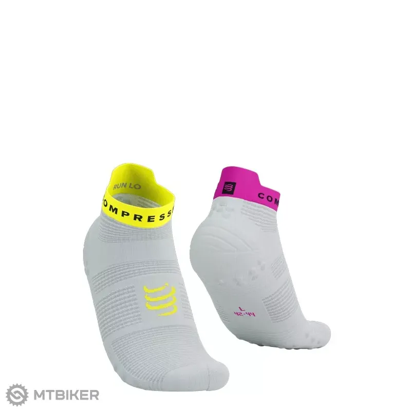 Speciální Cena COMPRESSPORT Pro Racing V4.0 Run Low ponožky, bílá/safe žlutá/neon růžová