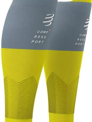 Levný COMPRESSPORT R2v2 návleky na lýtka, lime/grey