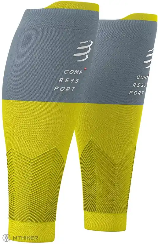 Levný COMPRESSPORT R2v2 návleky na lýtka, lime/grey
