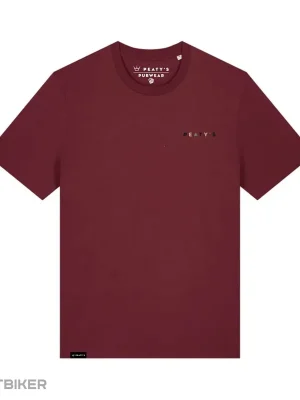 Peaty‘s PUBWEAR TRIKO S KRÁTKÝM RUKÁVEM STACKED BURGUNDY (PPW-25-TEE-STK-BRG) Hit Sezóny