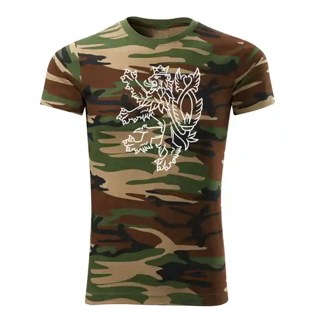 Kup Teď DRAGOWA krátké tričko český lev, maskáčová 160g/m2