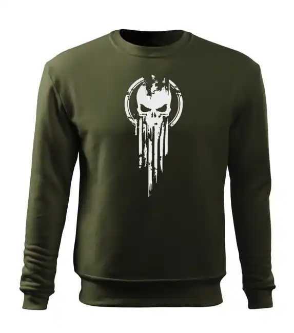 DRAGOWA pánská mikina skull, oliv 300g / m2 Odeslání Ihned