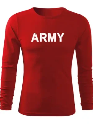 Oblíbený DRAGOWA Fit-T tričko s dlouhým rukávem army, červená 160g / m2