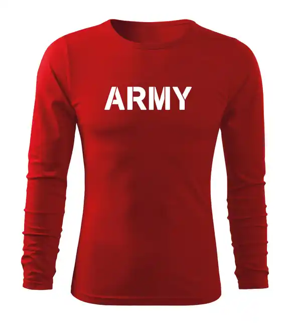Oblíbený DRAGOWA Fit-T tričko s dlouhým rukávem army, červená 160g / m2