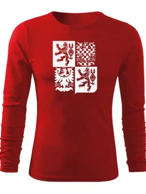 Autentický DRAGOWA Fit-T tričko s dlouhým rukávem český velký znak, červená 160g / m2