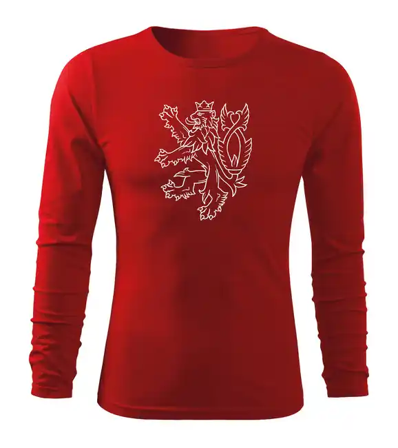 DRAGOWA Fit-T tričko s dlouhým rukávem český lev, červená 160g / m2 Top Prodej