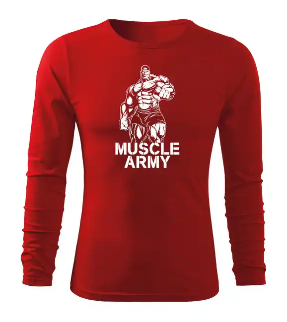 DRAGOWA Fit-T tričko s dlouhým rukávem muscle army man, červená 160g / m2 Top Prodej
