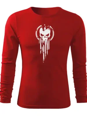 Autentický DRAGOWA Fit-T tričko s dlouhým rukávem skull, červená 160g / m2