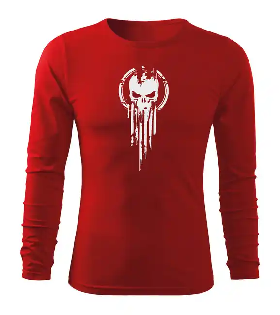 Autentický DRAGOWA Fit-T tričko s dlouhým rukávem skull, červená 160g / m2