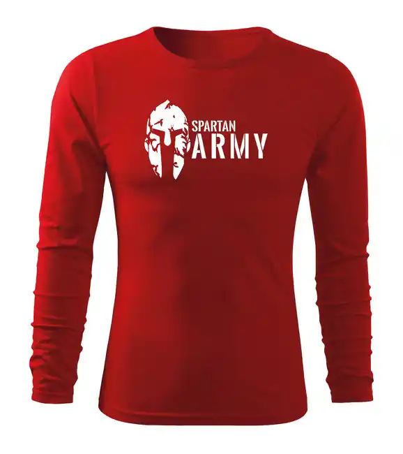 Značkový DRAGOWA Fit-T tričko s dlouhým rukávem spartan army, červená 160g / m2