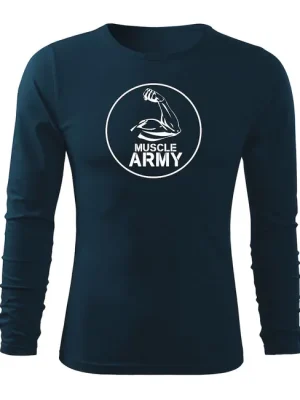 Akční Nabídka DRAGOWA Fit-T tričko s dlouhým rukávem muscle army biceps, tmavě modrá 160g / m2