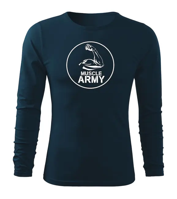 Akční Nabídka DRAGOWA Fit-T tričko s dlouhým rukávem muscle army biceps, tmavě modrá 160g / m2