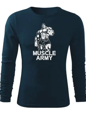 Must-Have DRAGOWA Fit-T tričko s dlouhým rukávem muscle army man, tmavě modrá 160g / m2