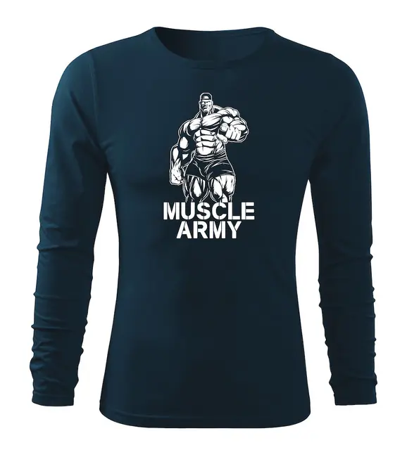 Must-Have DRAGOWA Fit-T tričko s dlouhým rukávem muscle army man, tmavě modrá 160g / m2