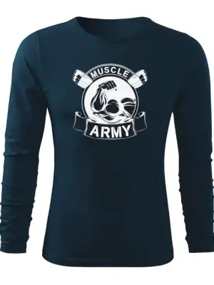 Víkendová Akce DRAGOWA Fit-T tričko s dlouhým rukávem muscle army original, tmavě modrá 160g / m2